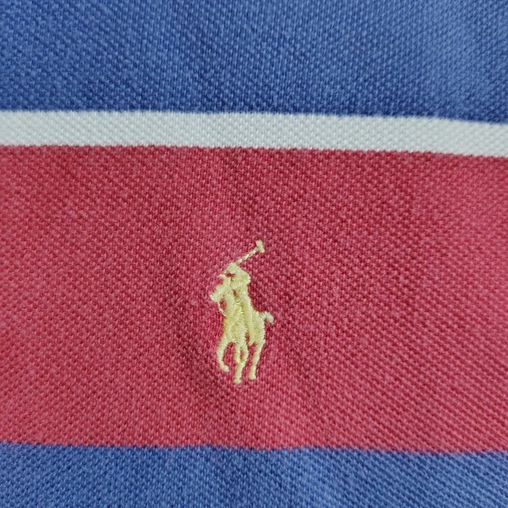 Polo By Ralph Lauren Vintage Striped Classic Collared Golf Polo Shirt Red‎ XL